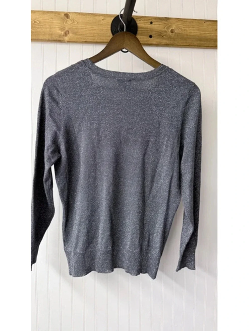 Worthington gray/silver metallic shimmer light sweater petite large xmas party